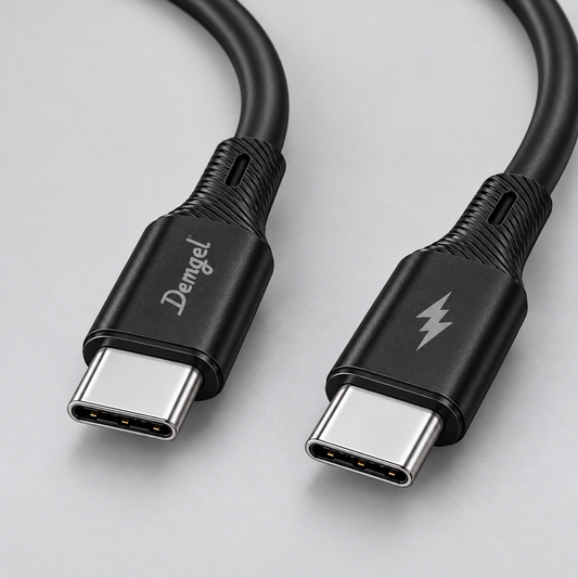 Cable Demgel USB-C a USB-C 65 W 1 m · D-E4012CC — detalle de conectores