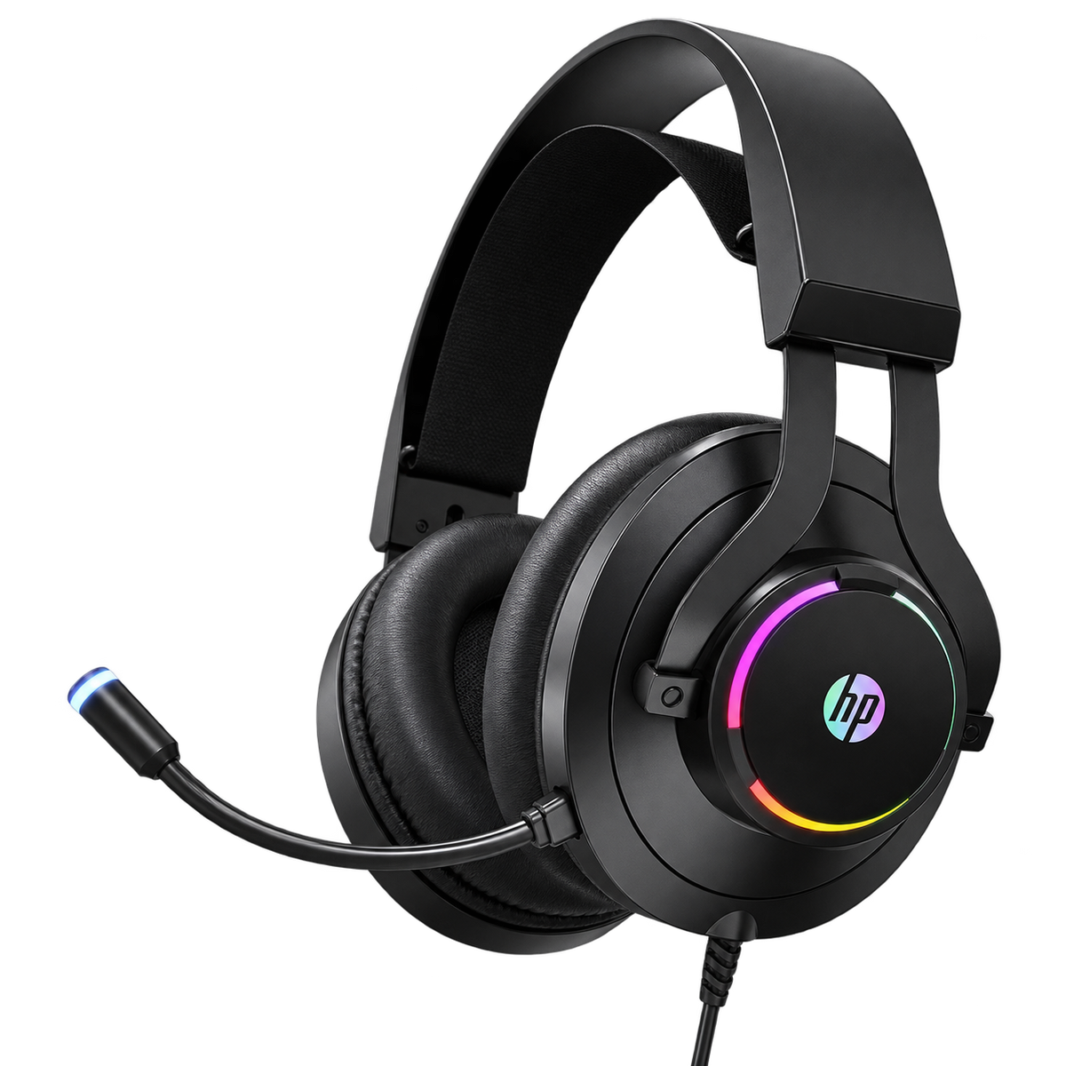 Audífonos HP H360 negros con RGB y micrófono, sin fondo