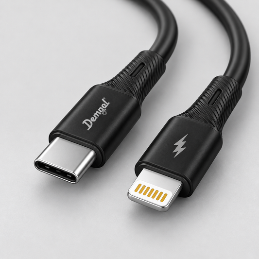 Cable Demgel USB-C a Lightning 30 W 1 m · D-E4012CL — detalle de conectores