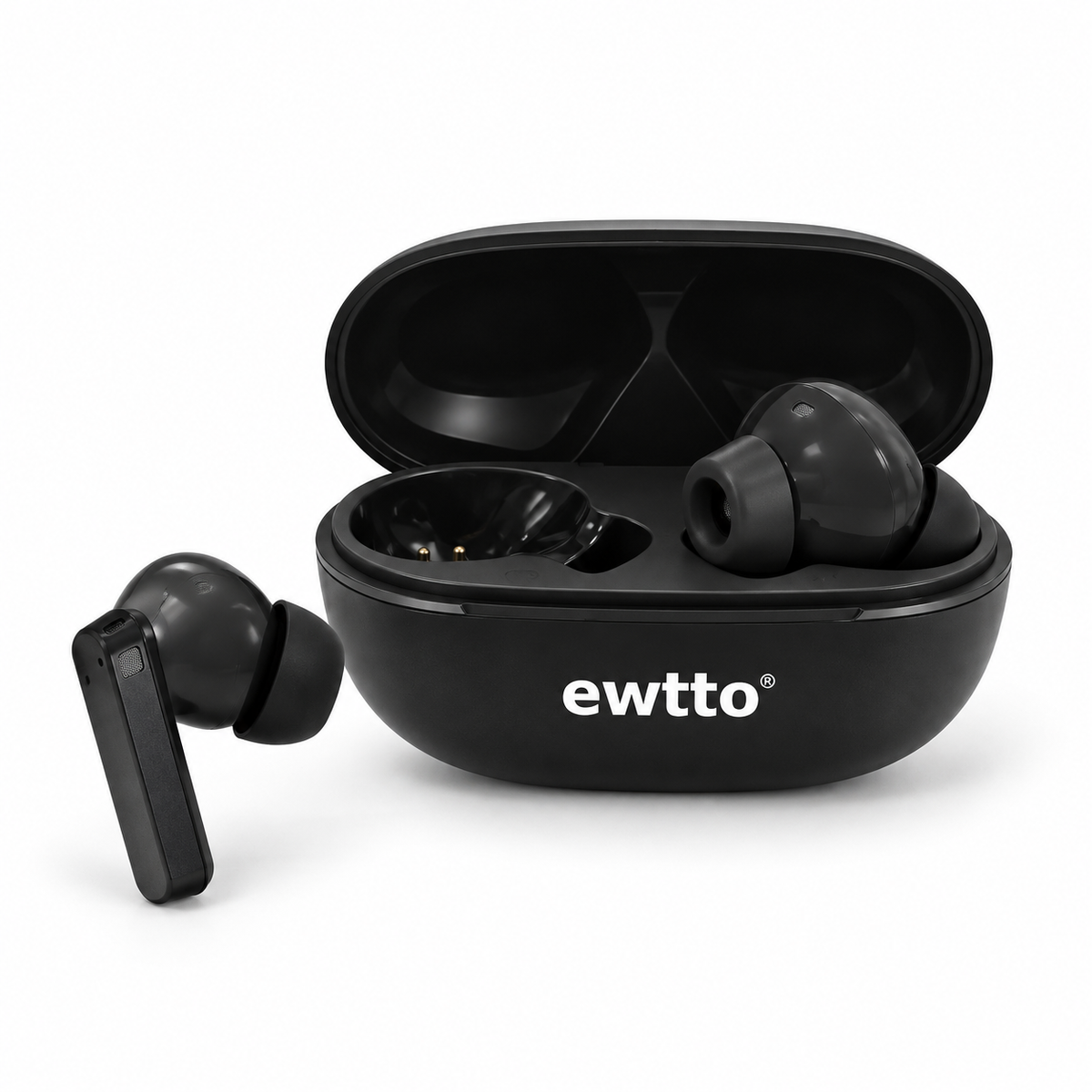 Audífonos Ewtto ET-A4017BW negros con estuche de carga