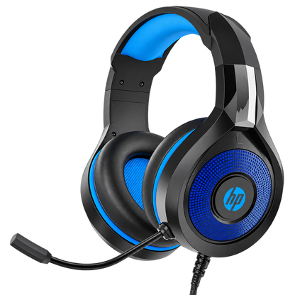Audífonos HP DHE-8010 negros y azules con micrófono
