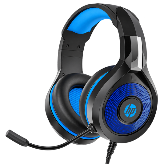 Audífonos HP DHE-8010 negros y azules con micrófono