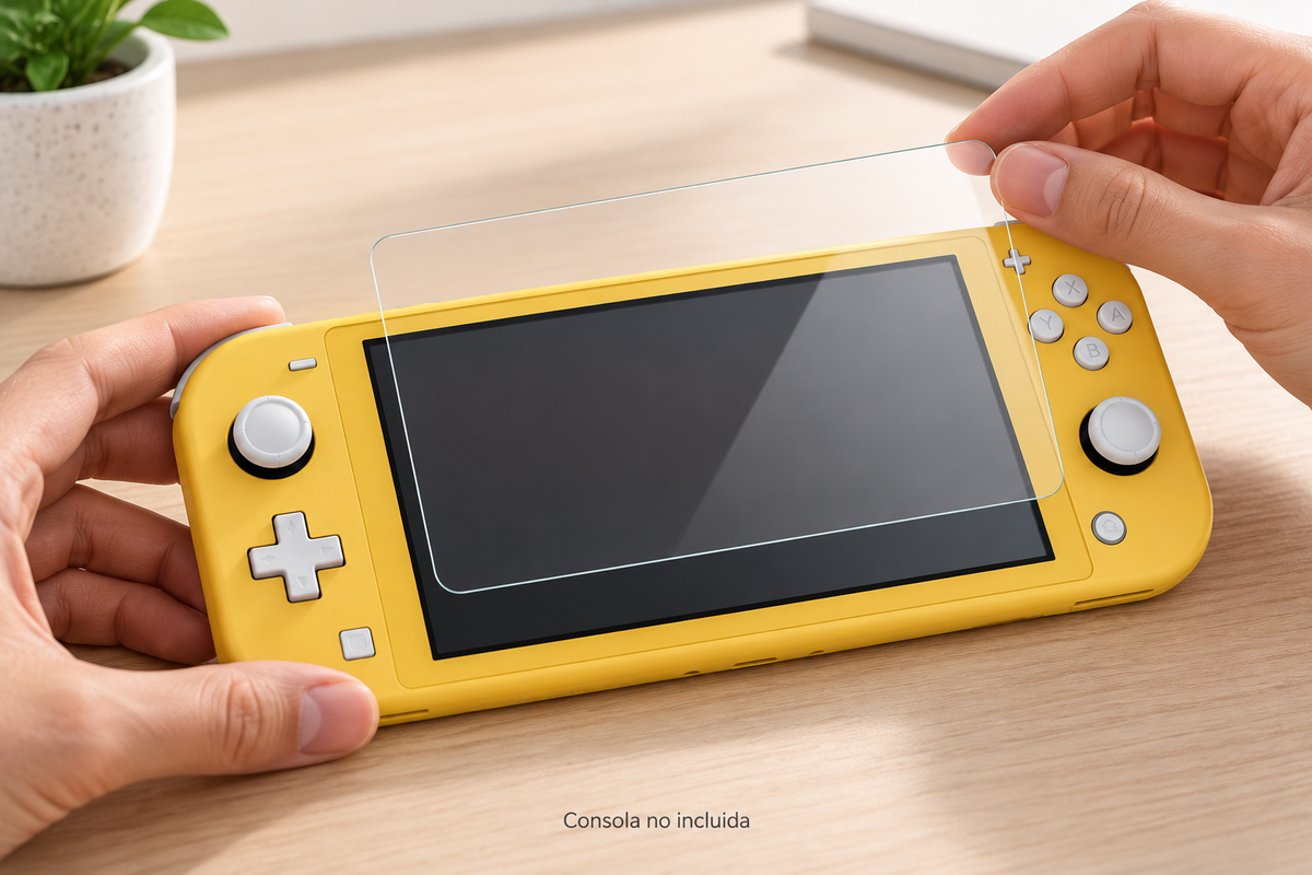 Lámina de vidrio templado para Nintendo Switch Lite — ejemplo de uso